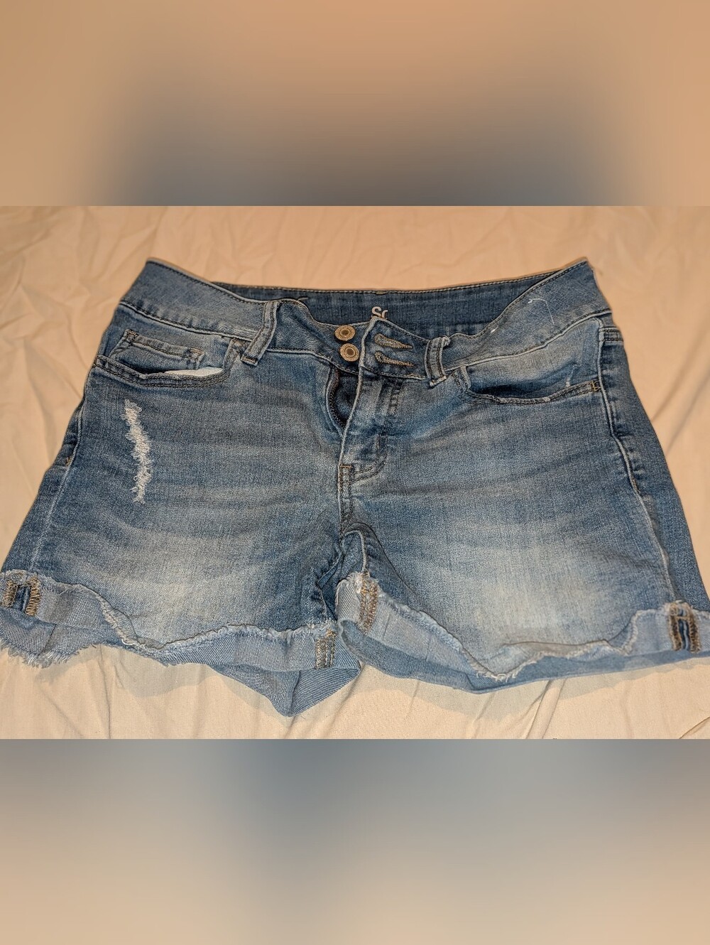 SO Light Blue Distressed Denim Jean Shorts